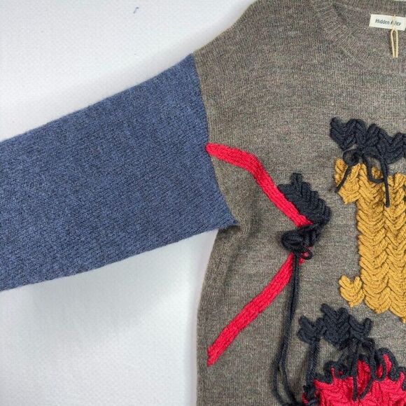 Hidden Alley Sweater‎ NWT Women’s S Gray Blue Knit Mohair Wool Blend Abstract - Picture 5 of 13